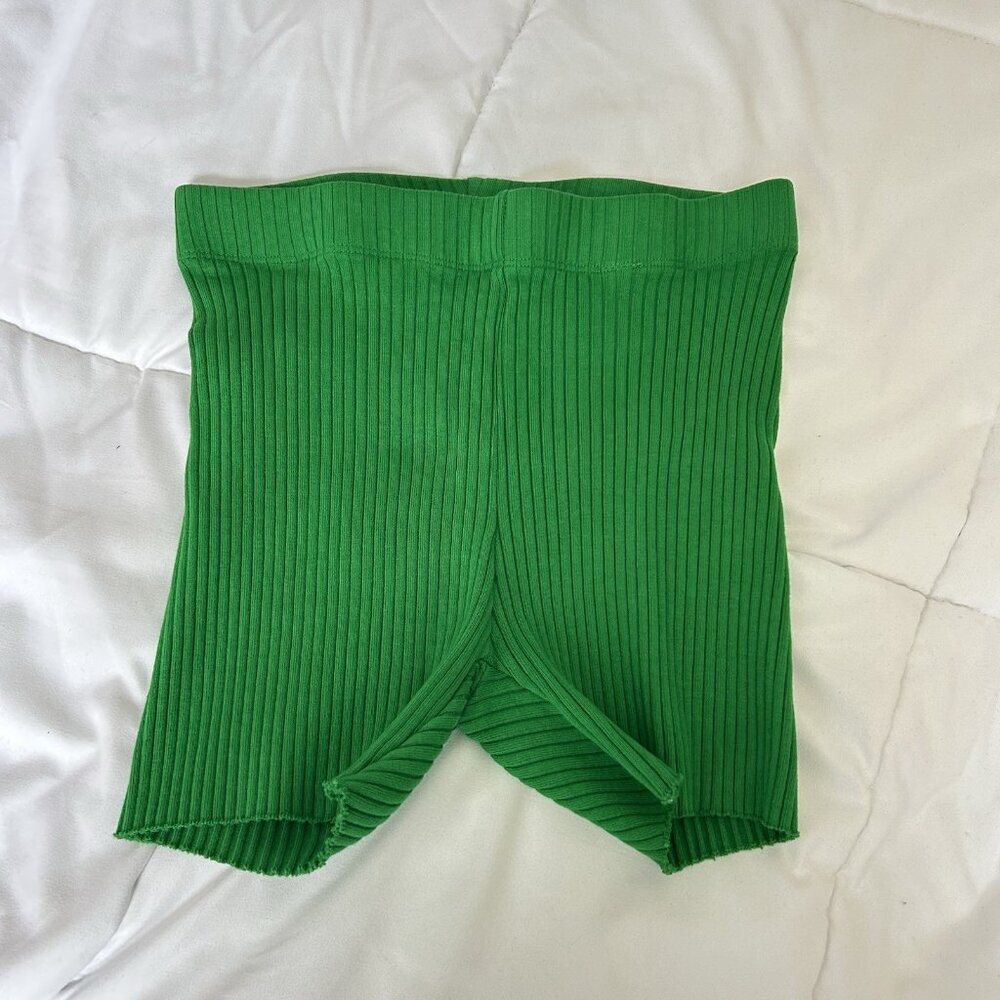 Cotton Citizen Womens XS Ribbed Shorts Green Elastic Waist Made In USA